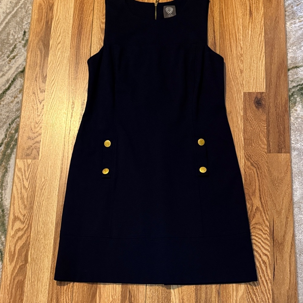 Vince Camuto Navy Mini Dress with Gold Accents